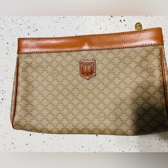 Celine Handbags - Celine Luxury Leather Triomphe Macadam Clutch Bag
